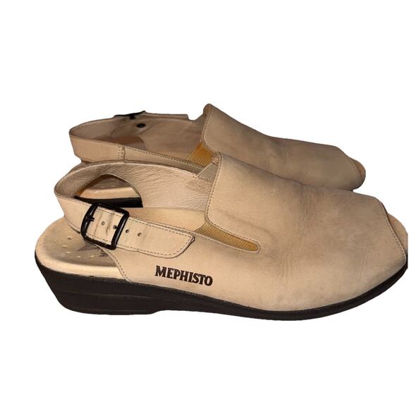 Mephisto Nonny Sand Beige Slingback Nubuck Open Toe Sandals EU 39 US 9 - Picture 2 of 8
